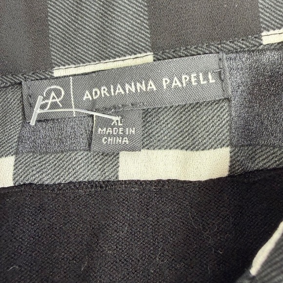 Adrianna Papell Womens Sweater Layered Look Gingham Plaid XL Peppy Work Career - Picture 3 of 12